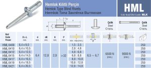 HML Ağır Hizmet Çelik Pop Perçin