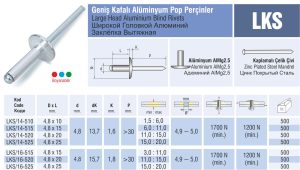 LKS Geniş Kafa Al/Çelik Pop Perçin